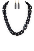 Square Resin Chain Link Necklace Set