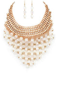 Statement Glass Bib Necklace Set Stylish Fashion Jewelry Accessory