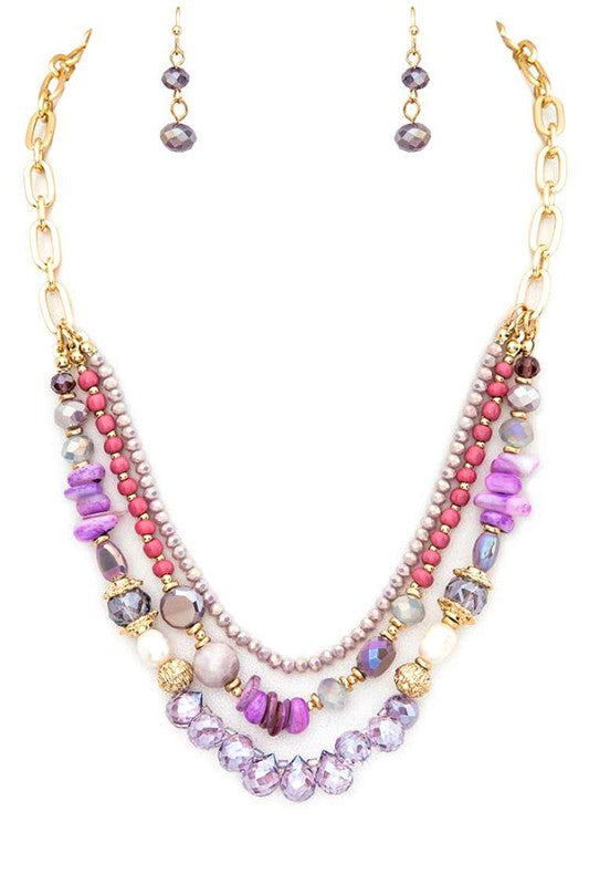 Layered Mix Beads Necklace Set – Trendy Stylish Statement Jewelry