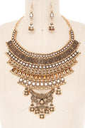 Statement Bib Necklace Set Vintage Inspired Boho Trendy Stylish Jewelry