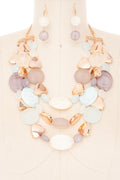 Statement Necklace Set with Mixed Pebble Resin Beads – Trendy Stylish Jewelry