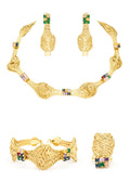 Statement Necklace Set 4 PC CZ Brass Stylish Layered Jewelry