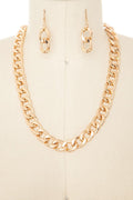 Statement Cuban Chain Link Necklace Set Trendy Stylish Jewelry