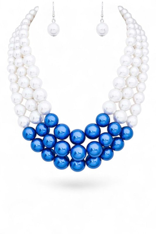 Layered Pearl Statement Necklace Set – Trendy Chic Jewelry Accessory