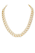 20\" Full Stone Cuban Chain Statement Necklace