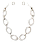 Textured Oval Link Necklace Set