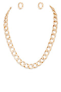 Rhinestone Chain Link Necklace Set