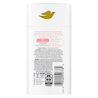 Dove Beauty Whole Body Solid Deodorant Anti-Chafe Stick Raspberry & Rose 2.6oz - New