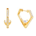Huggie Hoop Earrings 14K Gold with CZ Diamond – Stylish Elegant Jewelry