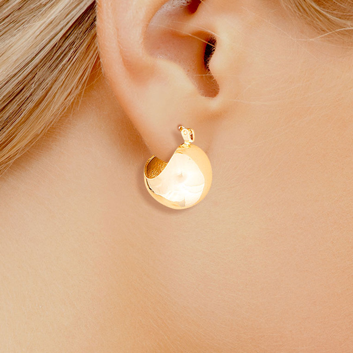 Small 14K Gold Hoop Earrings with Ball Detail for Women – Stylish Fashion Jewelry