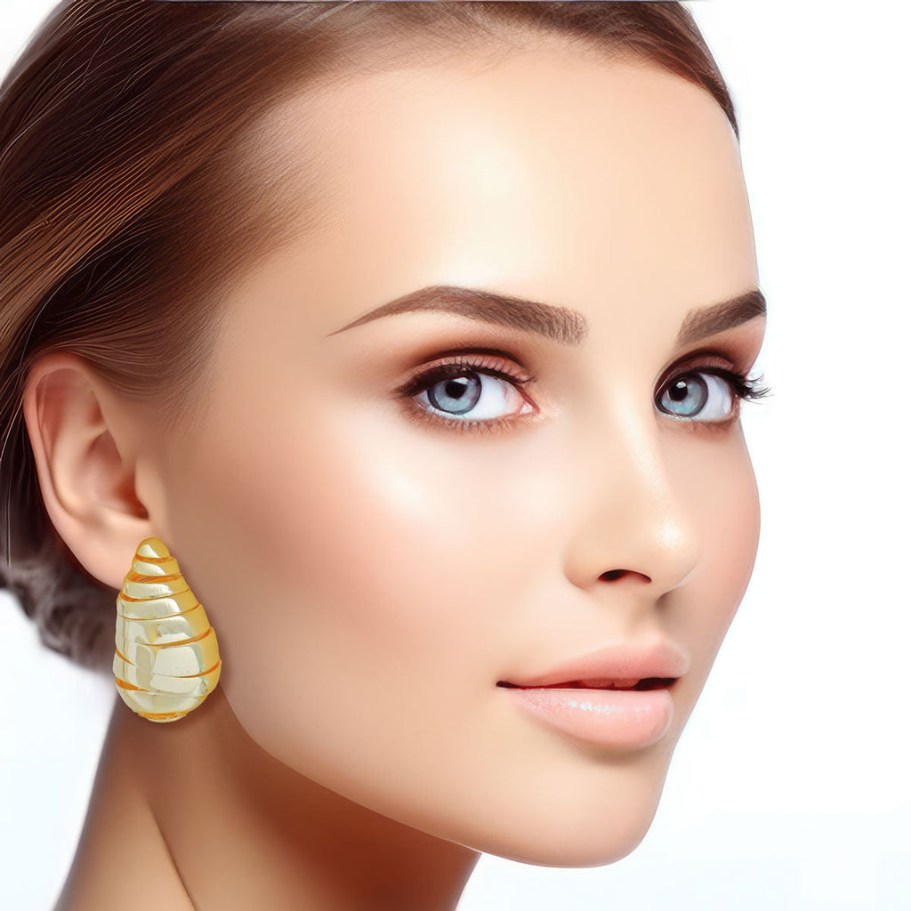 Spiral Stud Earrings 14K Gold Stylish Elegant Jewelry