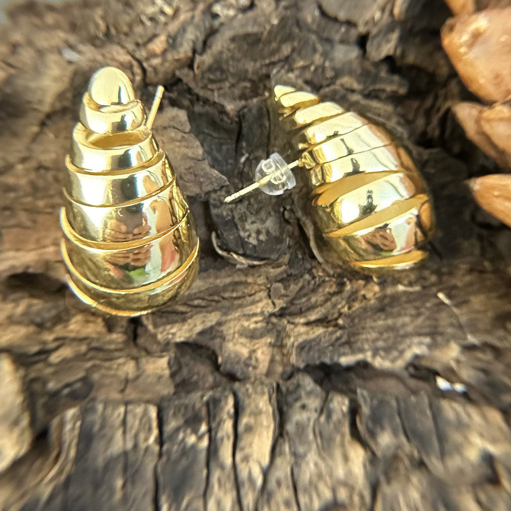 Spiral Stud Earrings 14K Gold Stylish Elegant Jewelry