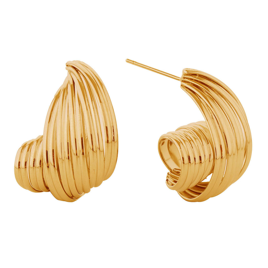 Small 14K Spiral Wire Stud Earrings for Women – Stylish Chic Jewelry
