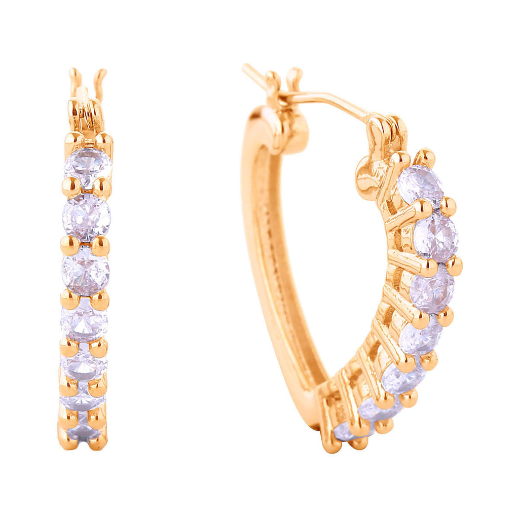 Small 14K Gold Hoop Earrings with CZ Heart – Stylish Women’s Jewelry